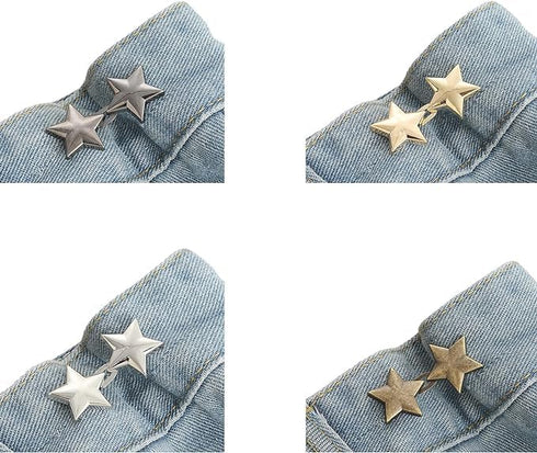 Pant Waist Tightener, 8 Sets Adjustable Pentacle Button for Jeans, Instant Removable Jean Buttons for Loose Jeans, No Sewing Required Pant Clips f...